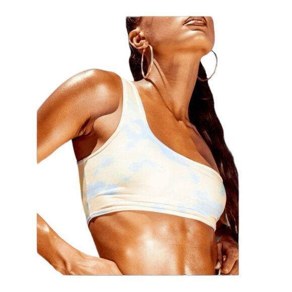 PrettyLittleThings One Shoulder Bikini Top Multi Tie Dye Pull-Over Swimsuit 2 - Picture 2 of 10